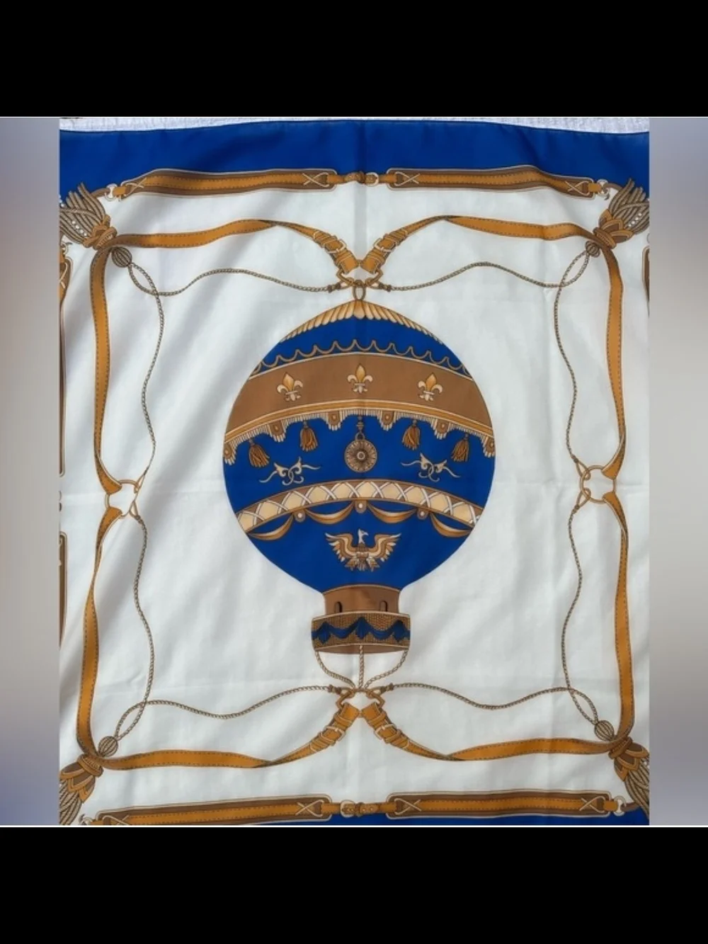 2 - Jeune de Paris Blue Printed Silk-Feel Scarf.